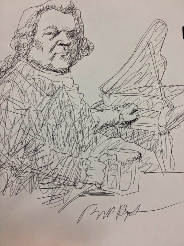 Commissioned work of John Adams for local bar, by Bill PLympton