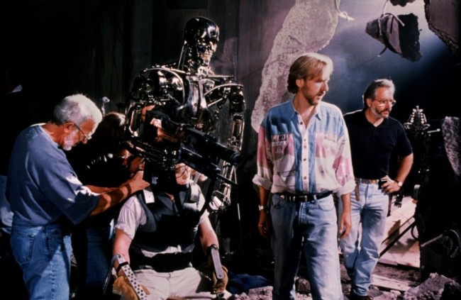 SFX guru Stan Winston assisting James Cameron on 'The Terminator' (1984).
