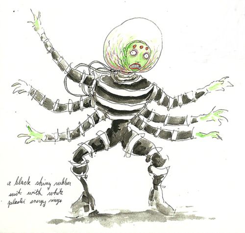 Sketch of Brainiac by Tim Burton