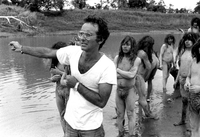 Director Ruggero Deodato at work on 'Cannibal Holocaust' (1980).