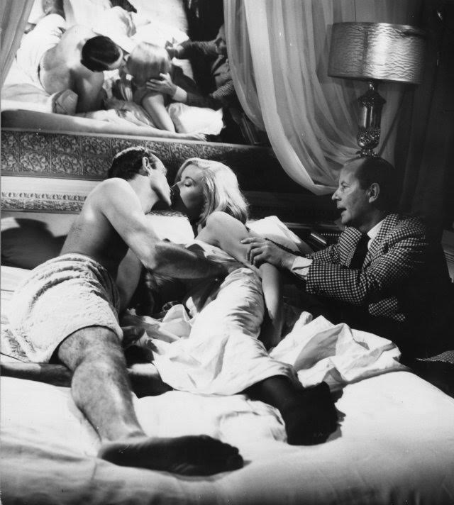 Sean Connery & Daniela Bianchi at work with director Terence Young on 'From Russia With Love'.
